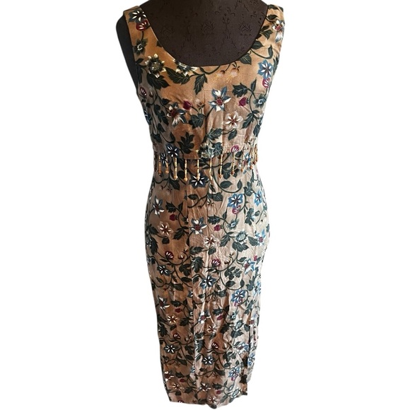 All That Jazz Hawaiian Floral Print Sheath Dress With Beaded Fringe Size 4 - Picture 1 of 12